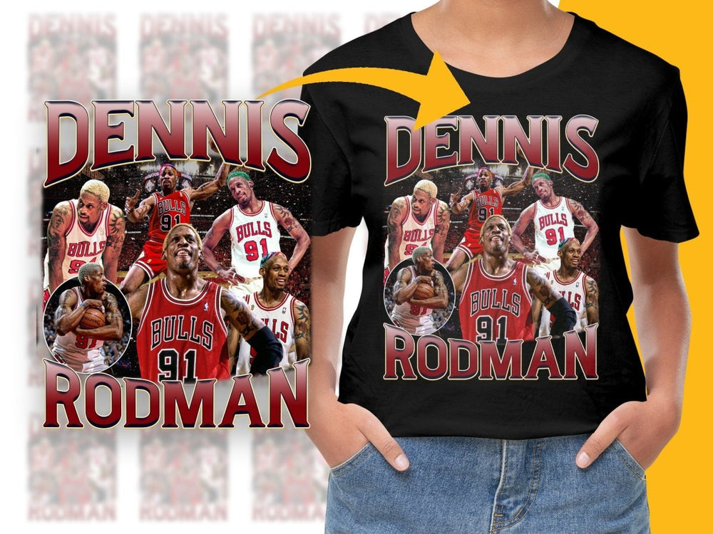 Chicago Bulls Star Dennis Rodman NBA Bootleg Graphic PNG File - Teepew