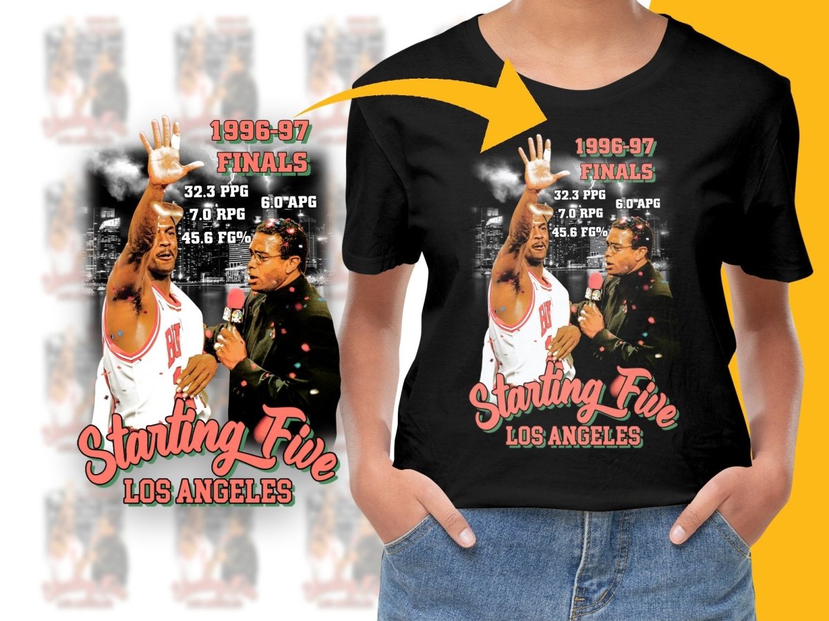 Chicago Bulls Starting Five Los Angeles 1996 - 1997 Finals Bootleg PNG File - Teepew