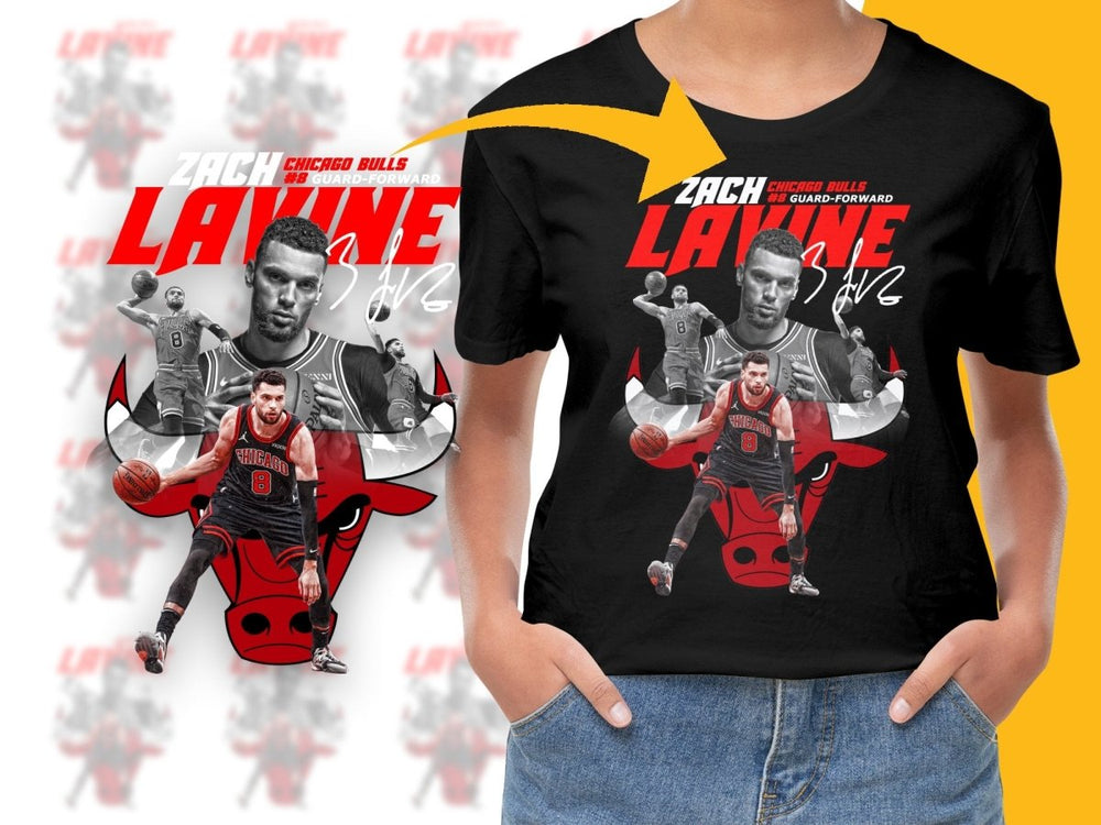 Chicago Bulls Zach LaVine Basketball Star Bootleg PNG File - Teepew