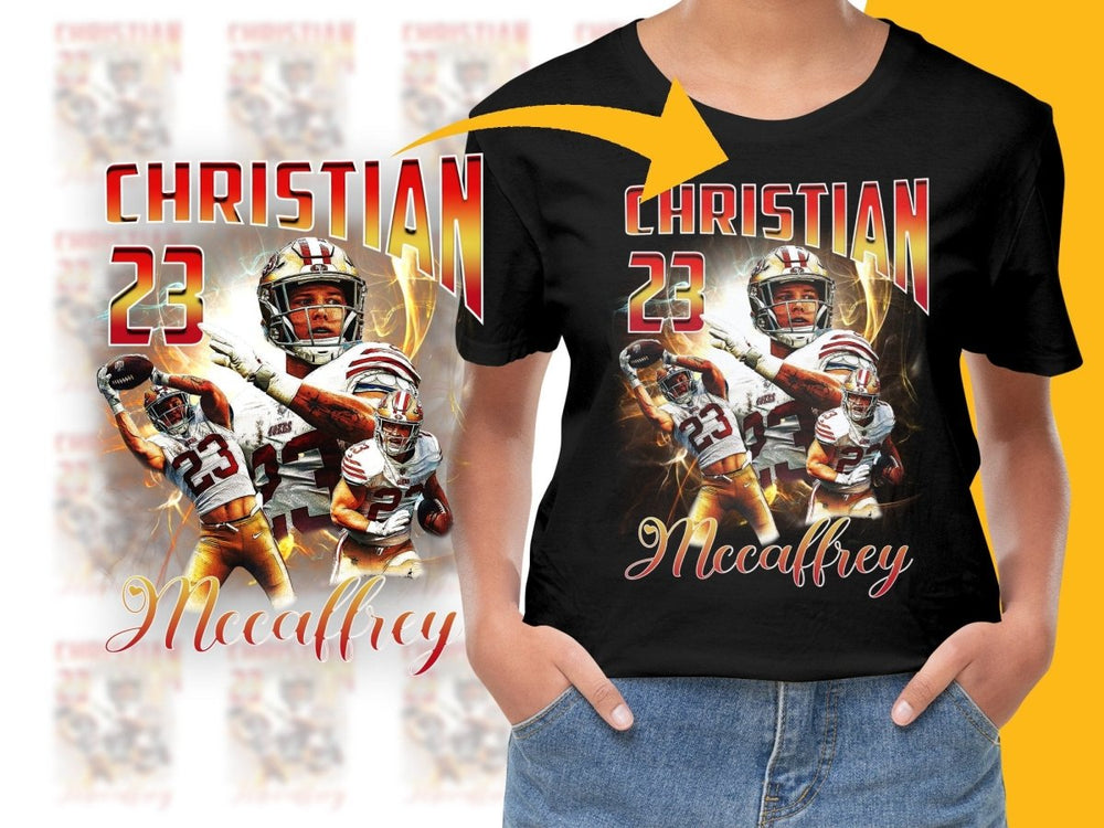 Christian McCaffrey San Francisco 49ers American Football Player Bootleg PNG File - Teepew