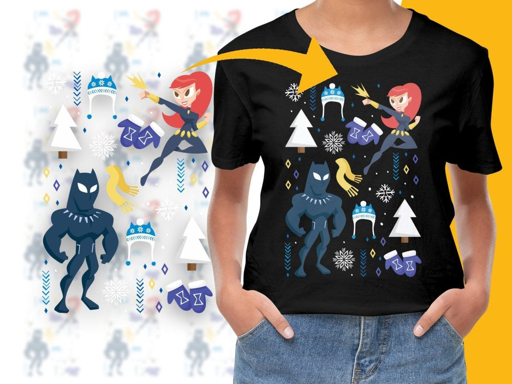 Christmas Black Panther and Black Widow PNG File - Teepew