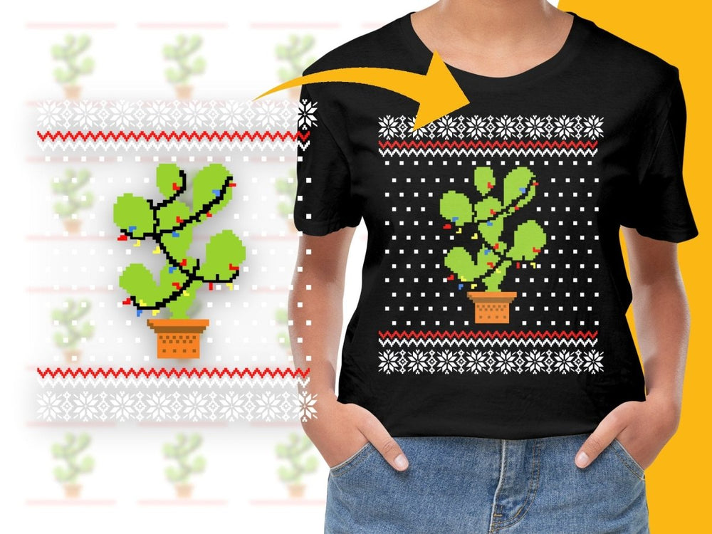 Christmas Cactus Pixel Art Festive Holiday PNG File - Teepew
