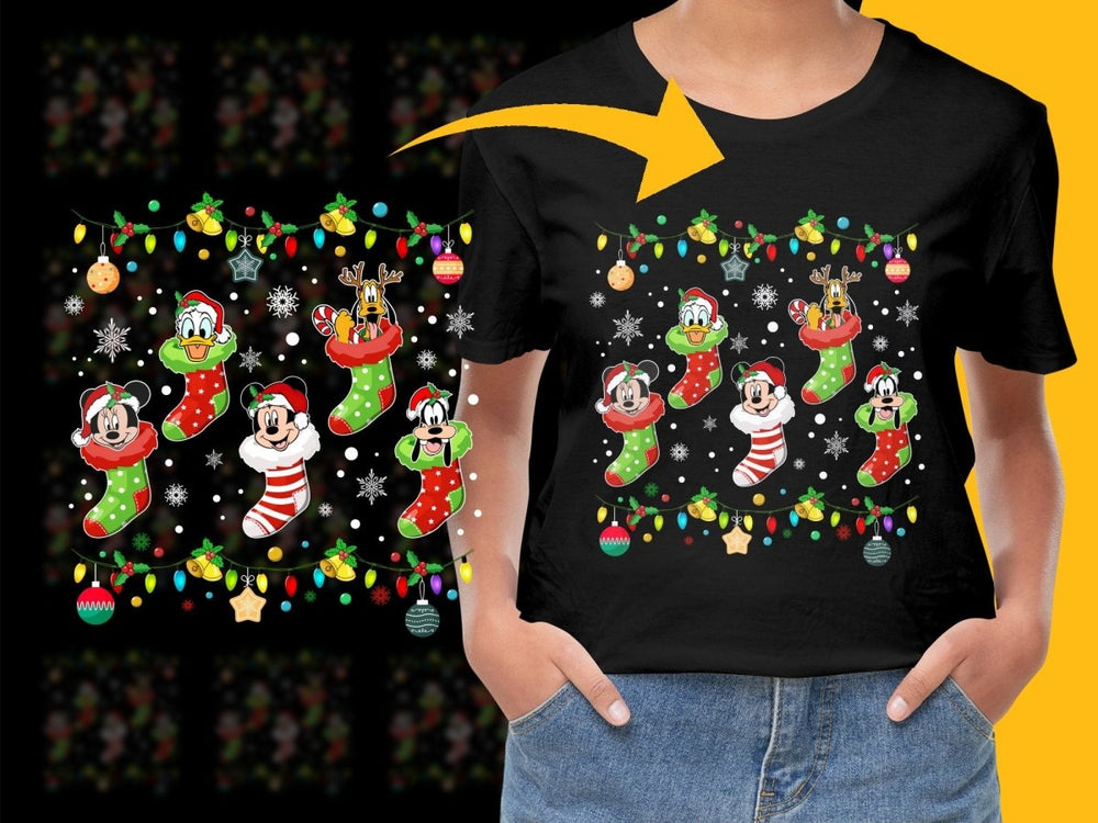 Christmas Disney Characters in Festive Stockings PNG File - Teepew