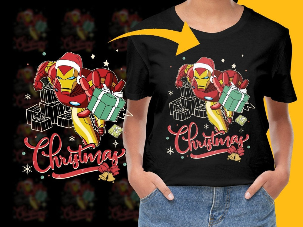 Christmas Iron Man with Gift Graphic PNG File - Teepew