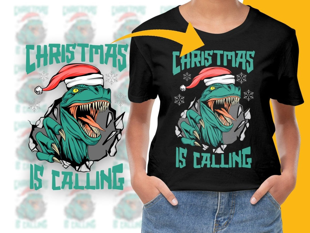 Christmas Is Calling Dinosaur Graphic PNG File - Teepew