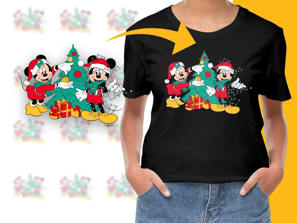 Christmas Mickey and Minnie Decorating Tree PNG File - Teepew
