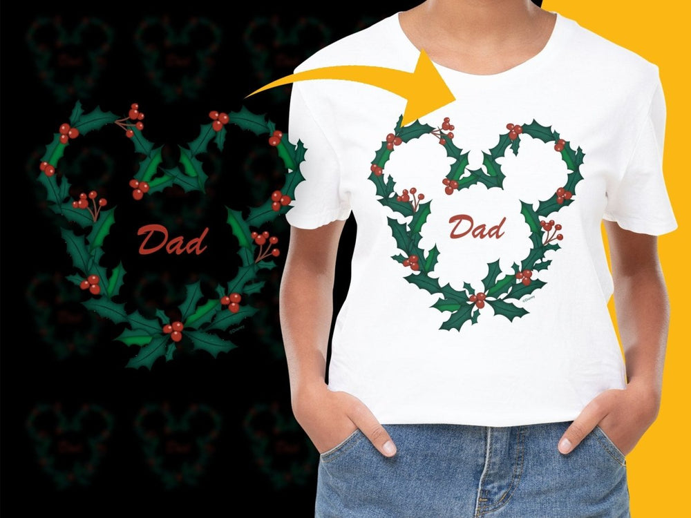 Christmas Mickey Mouse Dad Holly Leaves PNG File - Teepew