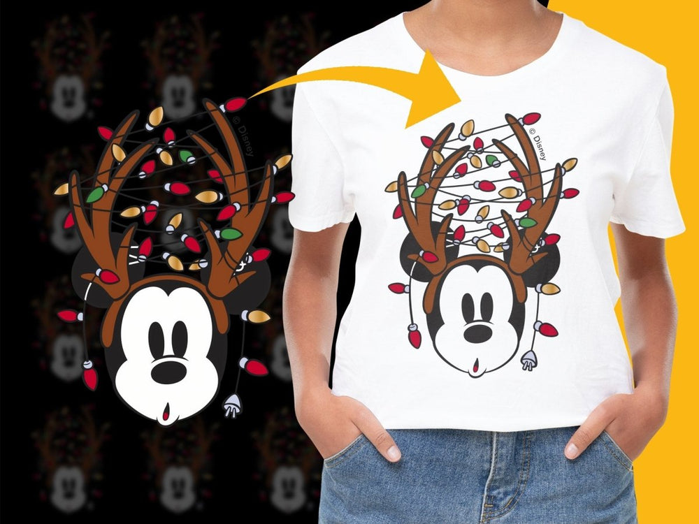 Christmas Mickey Mouse with Reindeer Antlers PNG File - Teepew