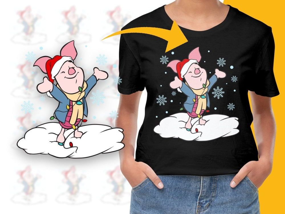 Christmas Piglet with Snowflakes Festive PNG File - Teepew