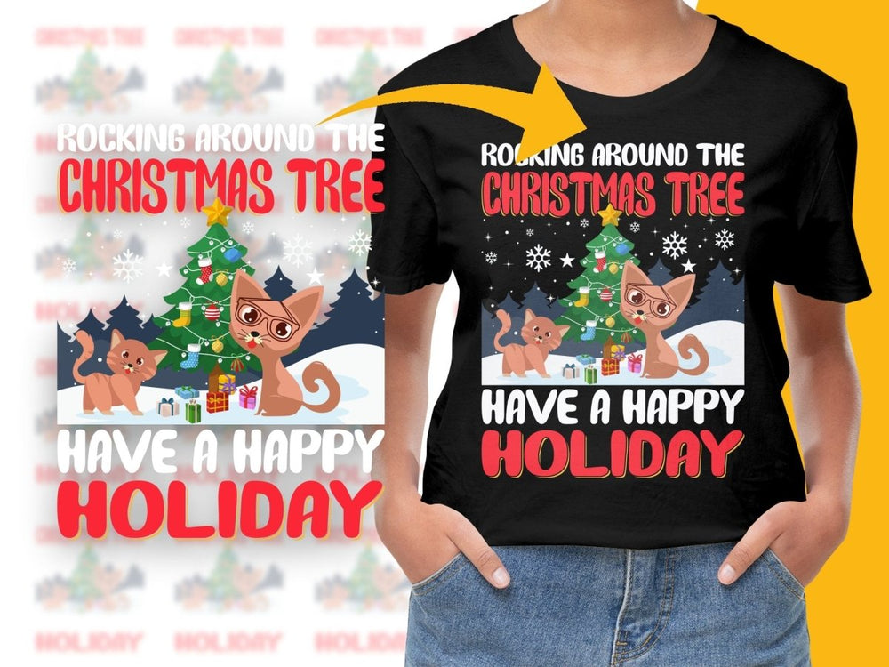 Christmas Tree Holiday Cat Graphic PNG File - Teepew