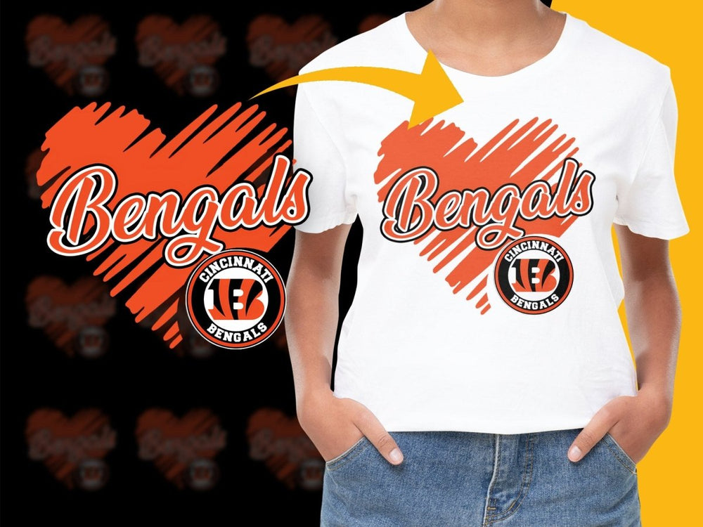Cincinnati Bengals Heart Design Fan Apparel PNG File - Teepew