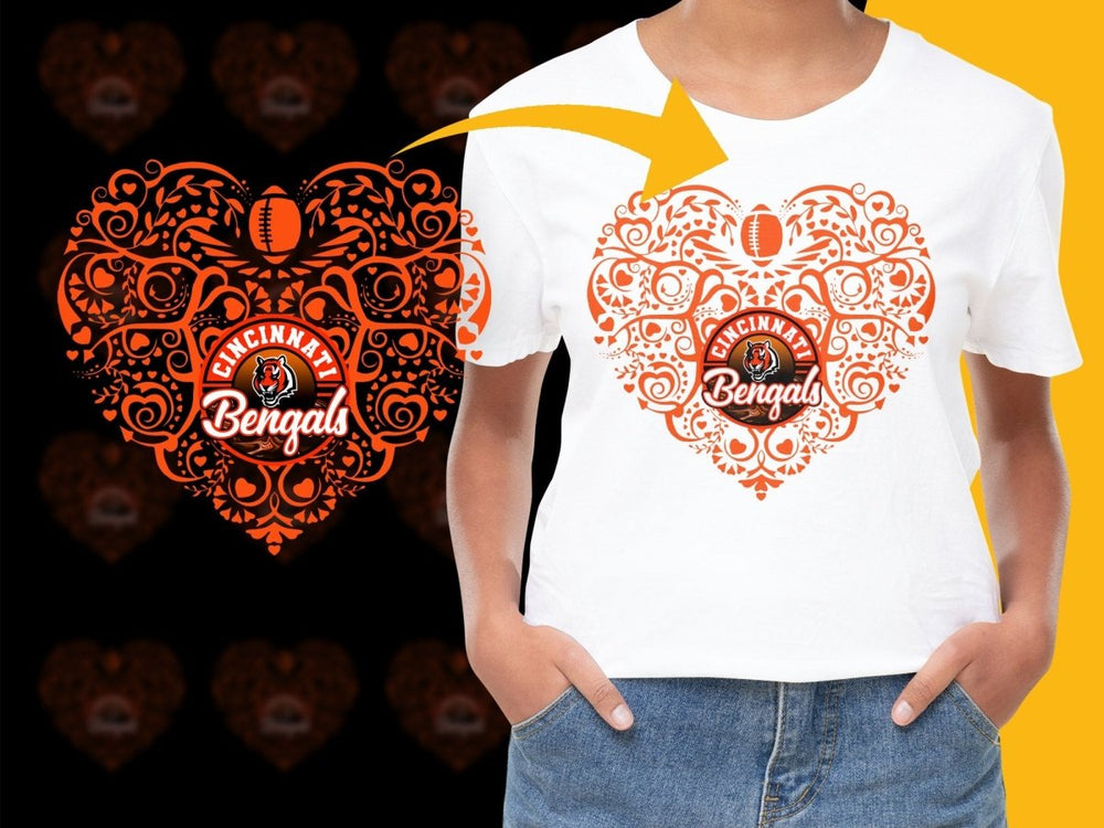 Cincinnati Bengals Heart Design Graphic PNG File - Teepew