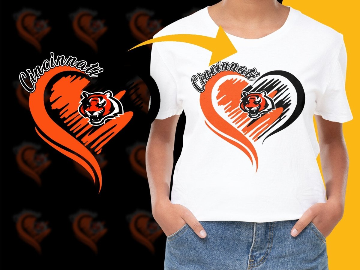 Cincinnati Bengals Heart Design PNG File - Teepew