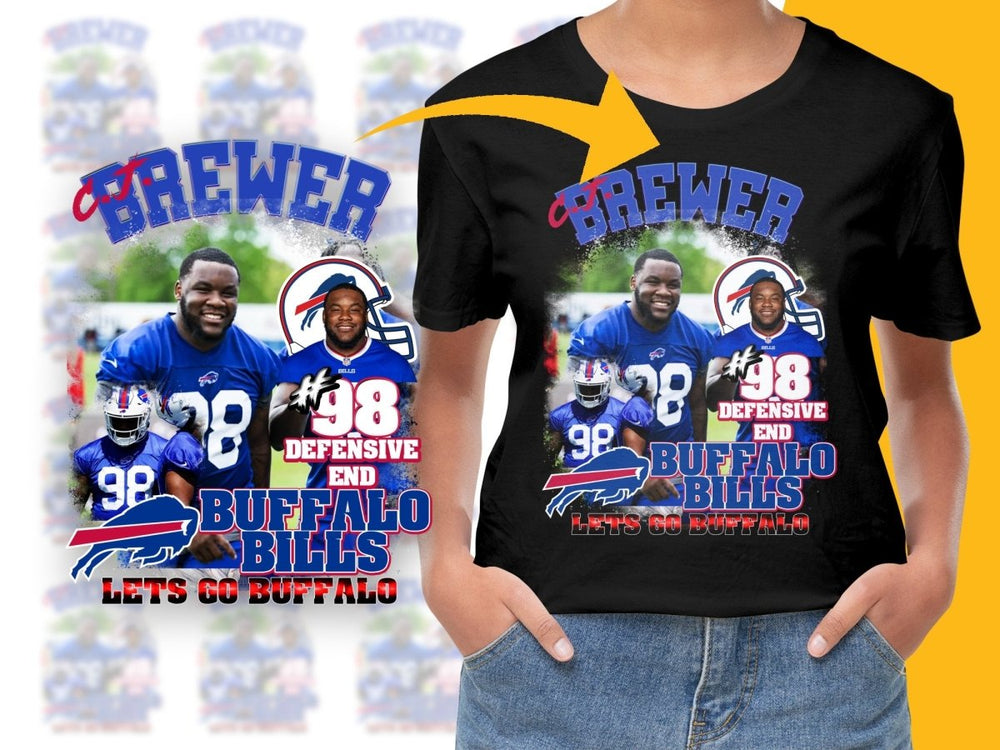 CJ Brewer Buffalo Bills Defensive End #98 PNG File - Teepew