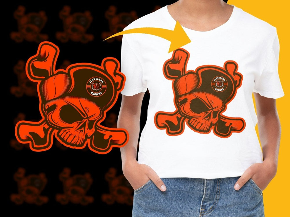 Cleveland Browns Skull and Crossbones PNG File - Teepew
