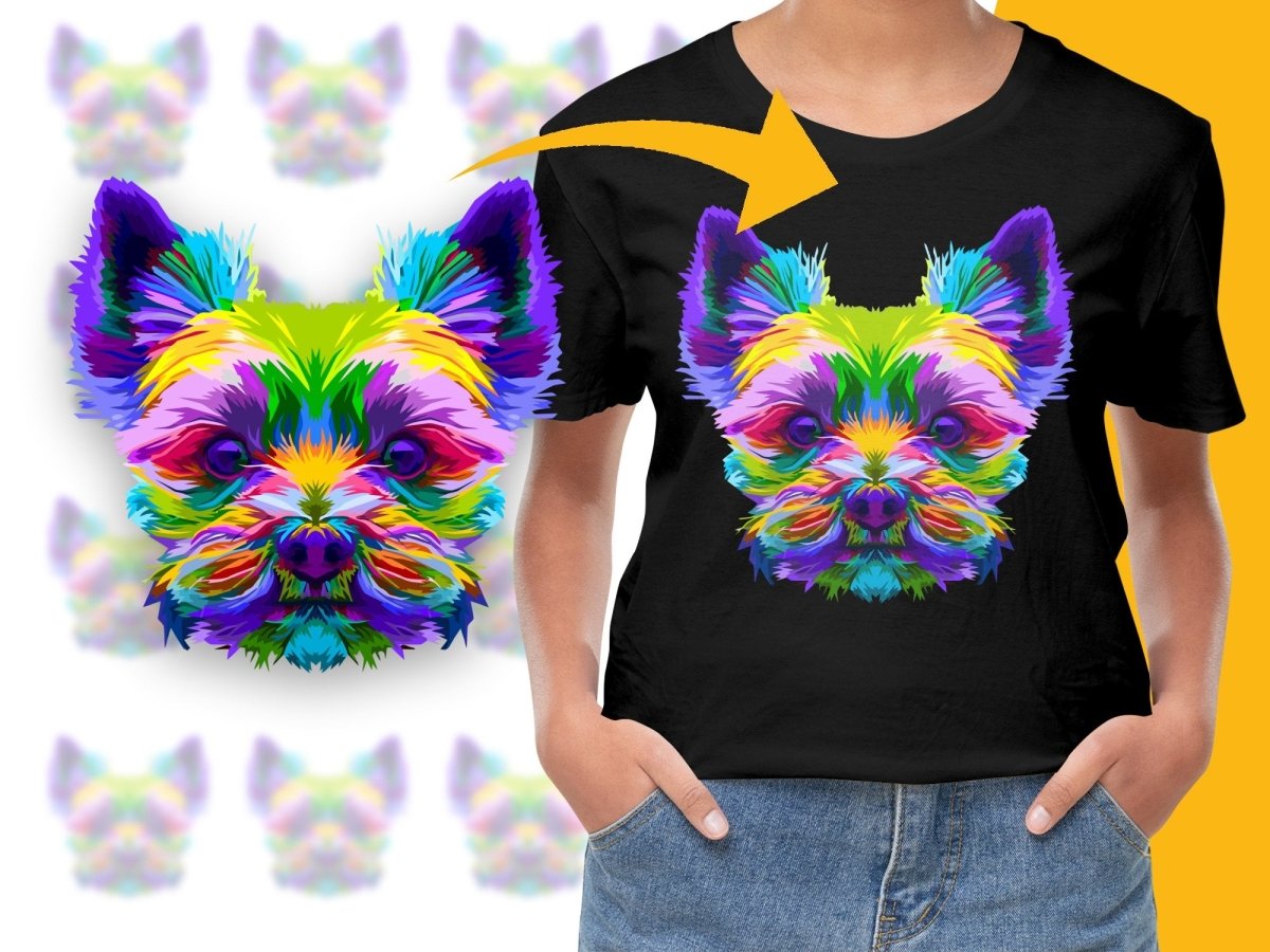 Colorful Abstract Yorkie Art Design PNG File - Teepew
