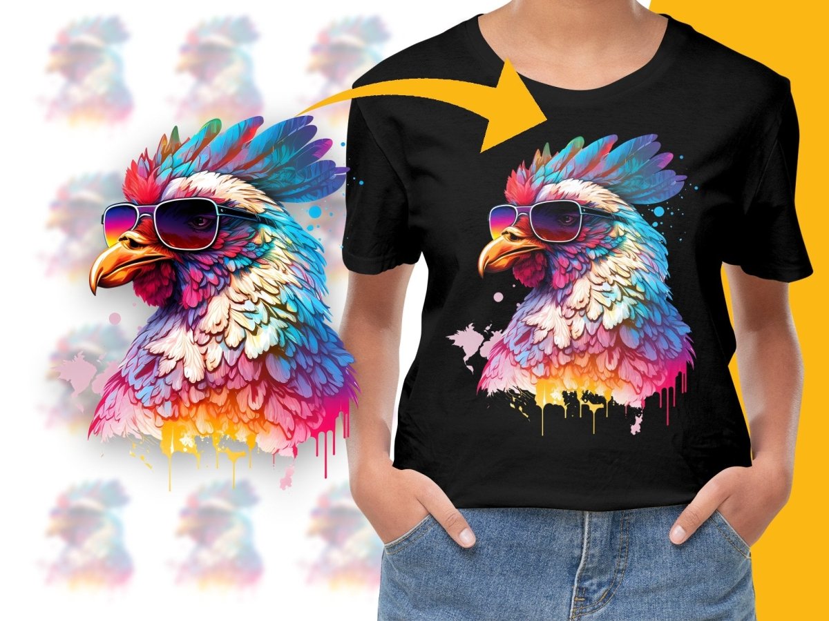 Colorful Chicken with Sunglasses Graphic PNG File - Teepew