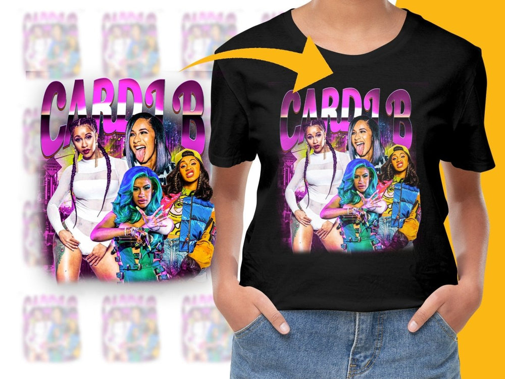 Colorful Collage of Cardi B Fan Art Bootleg PNG File - Teepew