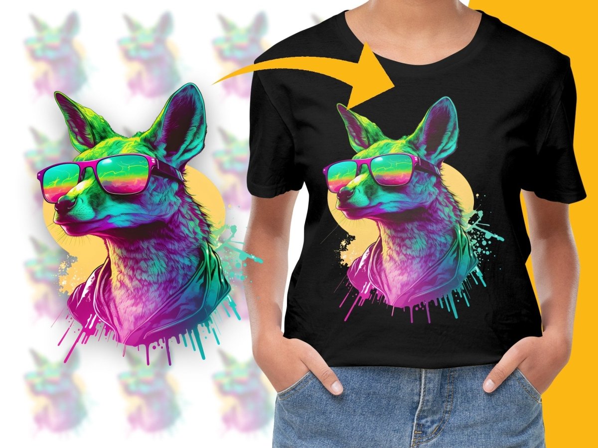Colorful Cool Sunglasses Wearing Kangaroo Graphic PNG File - Teepew