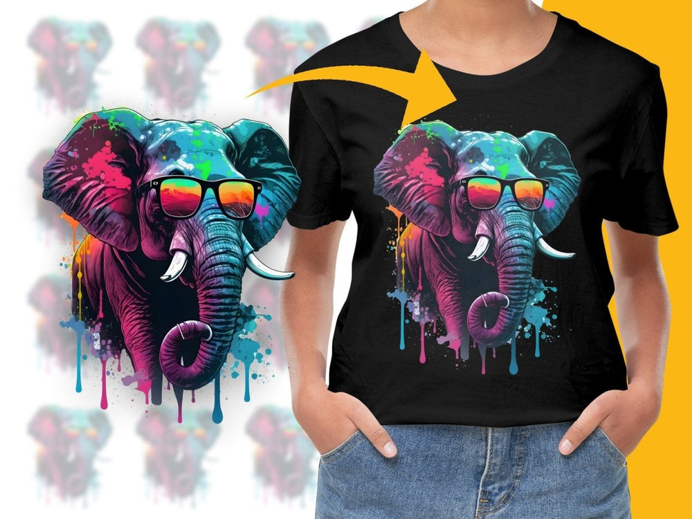 Colorful Elephant Graphic Design with Sunglasses PNG File - Teepew