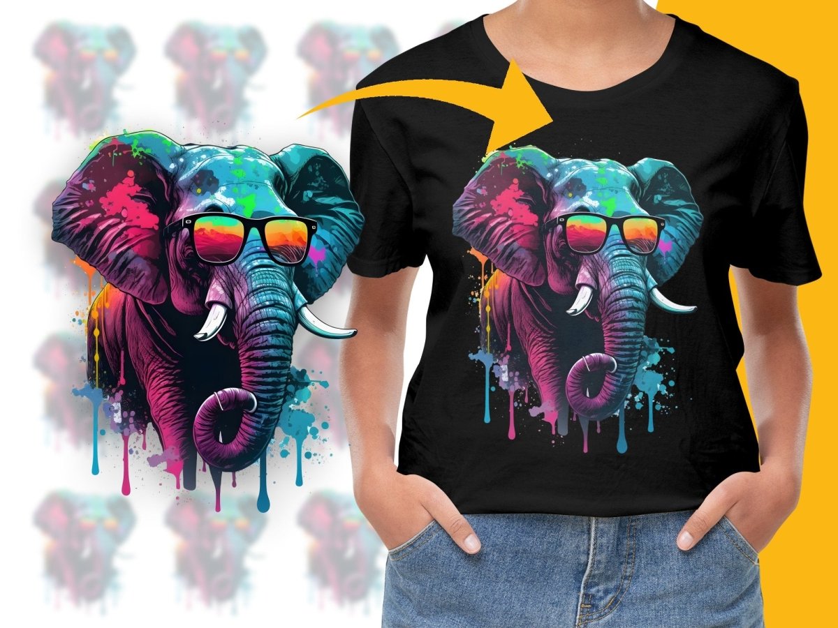 Colorful Elephant Graphic Design with Sunglasses PNG File - Teepew