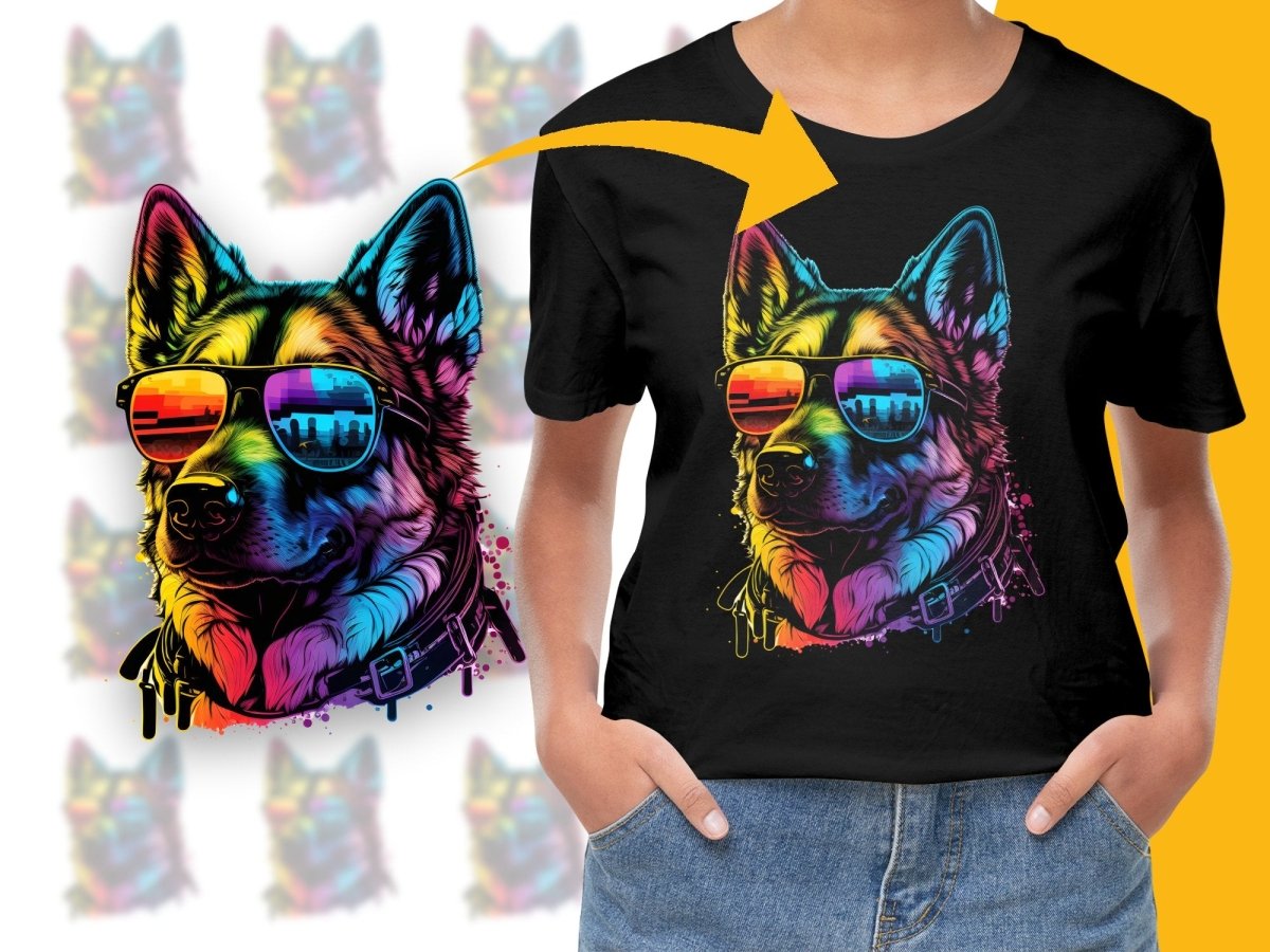 Colorful German Shepherd in Sunglasses Cool PNG File - Teepew