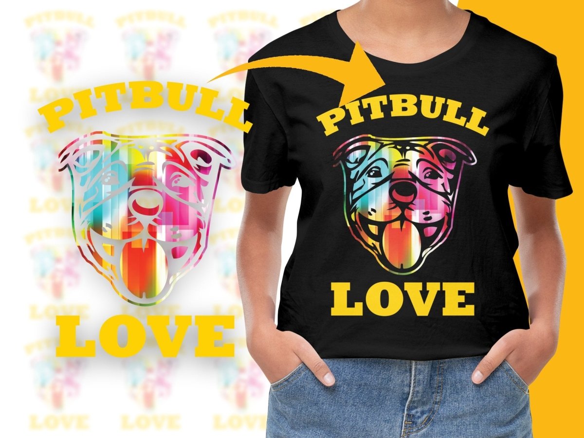 Colorful Graphic Pitbull Love Design PNG File - Teepew
