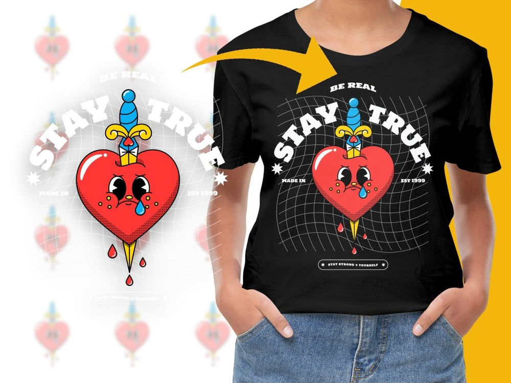 Colorful Heart and Dagger Cartoon Design PNG File - Teepew