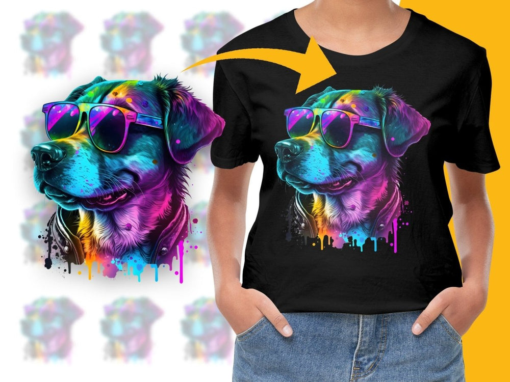 Colorful Labrador Wearing Sunglasses Graphic Art PNG File - Teepew