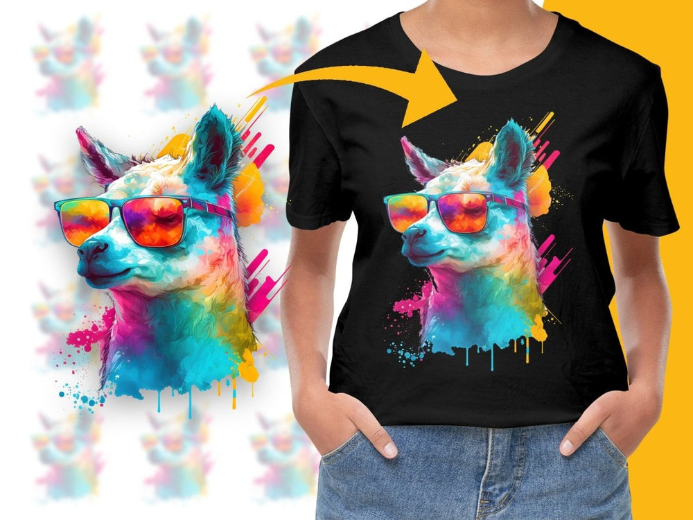 Colorful Llama with Sunglasses Graphic Art PNG File - Teepew