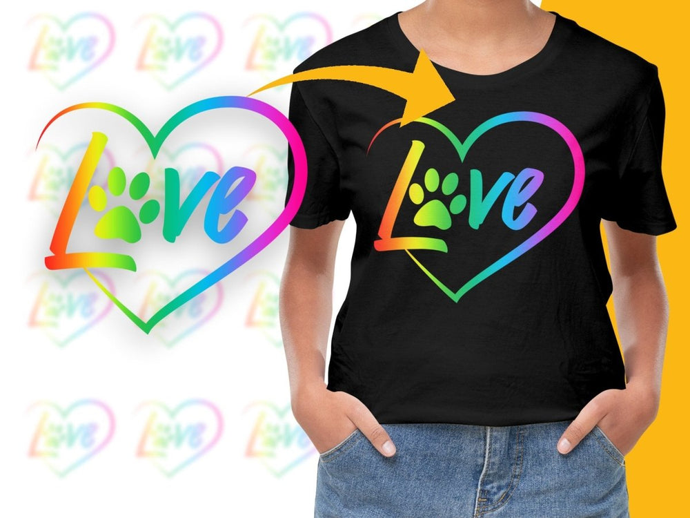 Colorful Love and Paw Print Heart Design PNG File - Teepew