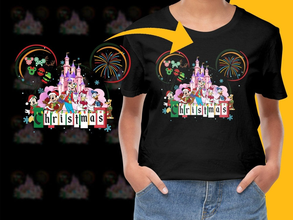Colorful Mickey and Friends Christmas Castle PNG File - Teepew