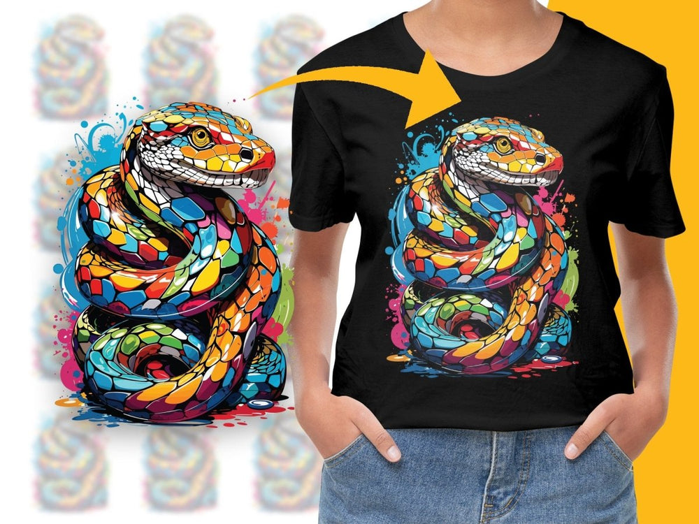 Colorful Mosaic Snake Design Graphic Art Print PNG File - Teepew