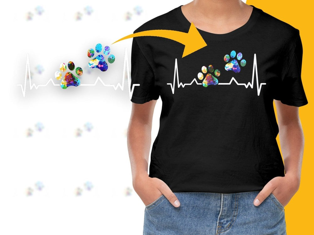 Colorful Paw Print Heartbeat Dog Lover PNG File - Teepew