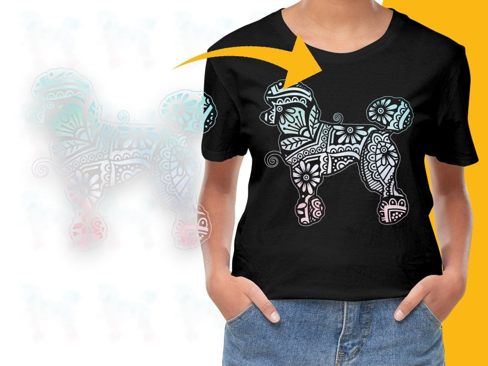 Colorful Poodle Pattern Design Short Sleeve PNG File - Teepew