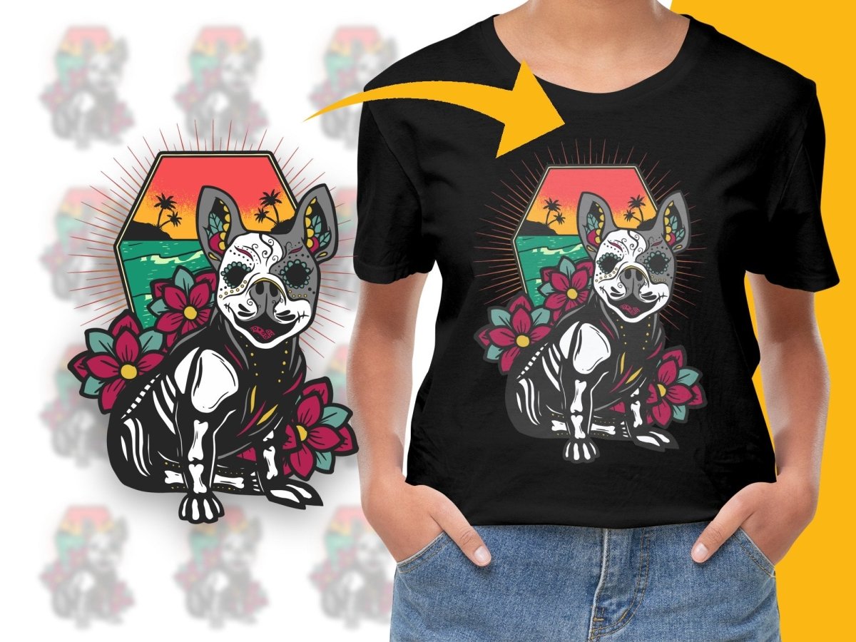 Colorful Sugar Skull French Bulldog PNG File - Teepew