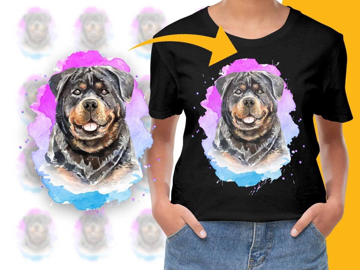 Colorful Watercolor Rottweiler Illustration PNG File - Teepew