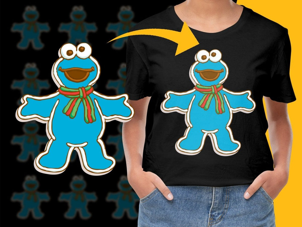 Cookie Monster Gingerbread Blue Christmas PNG File - Teepew