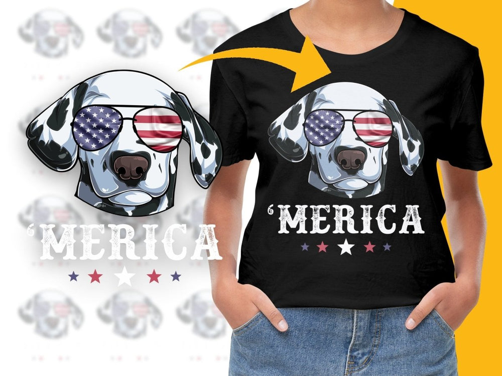 Cool American Flag Dalmatian Graphic Men's PNG File - Teepew