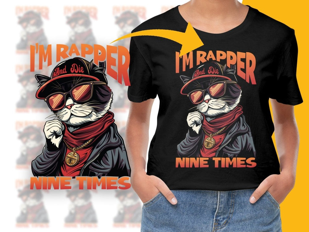 Cool Cat Rapper Nine Times Graphic PNG File - Teepew