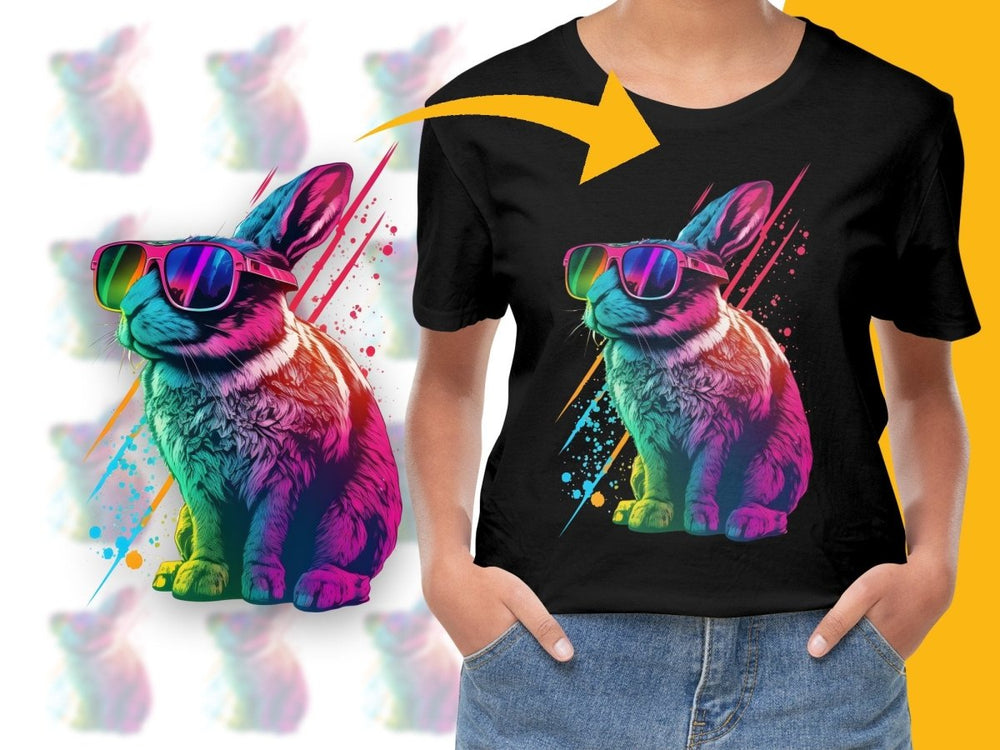 Cool Colorful Bunny With Sunglasses PNG File - Teepew