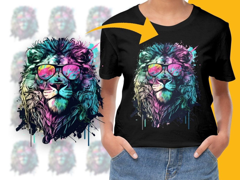 Cool Lion with Sunglasses Colorful Graphic PNG File - Teepew