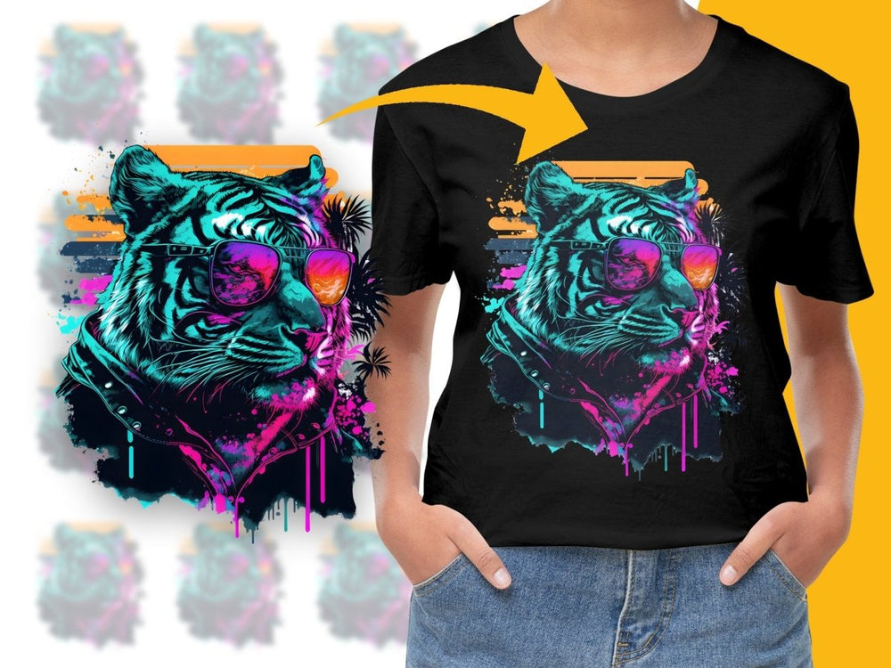 Cool Neon Tiger Graphic Design PNG File - Teepew