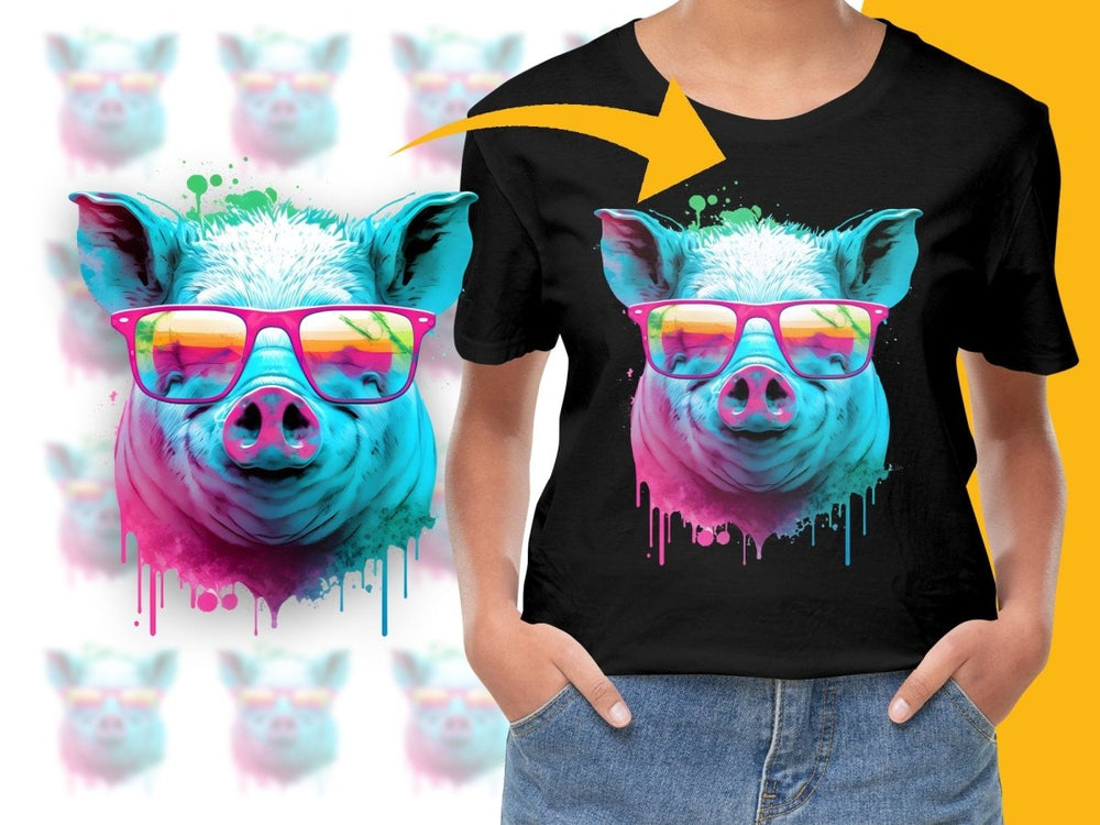 Cool Pig Wearing Sunglasses Colorful Graphic PNG File - Teepew
