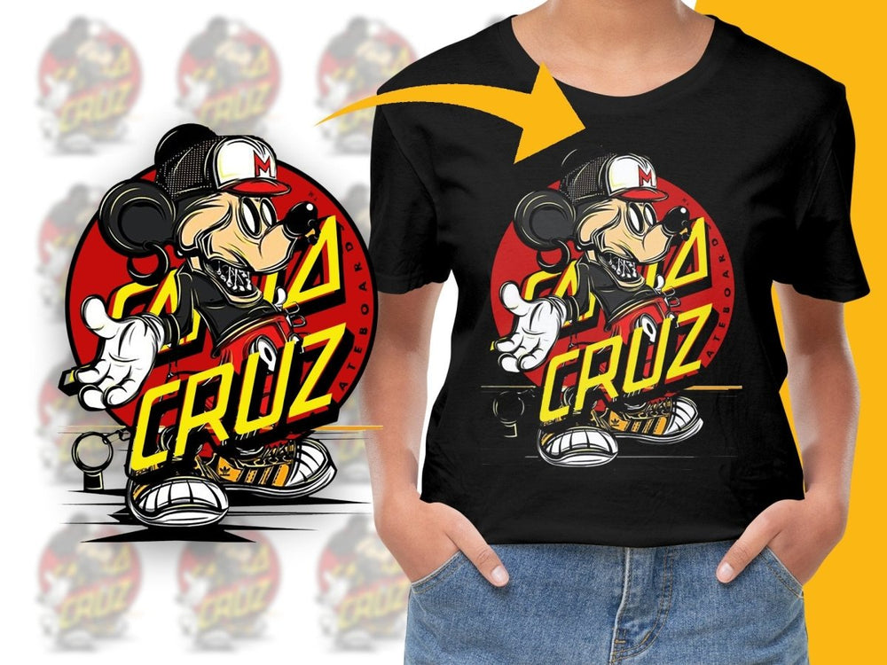 Cool Santa Mickey Mouse Skateboarding PNG File - Teepew