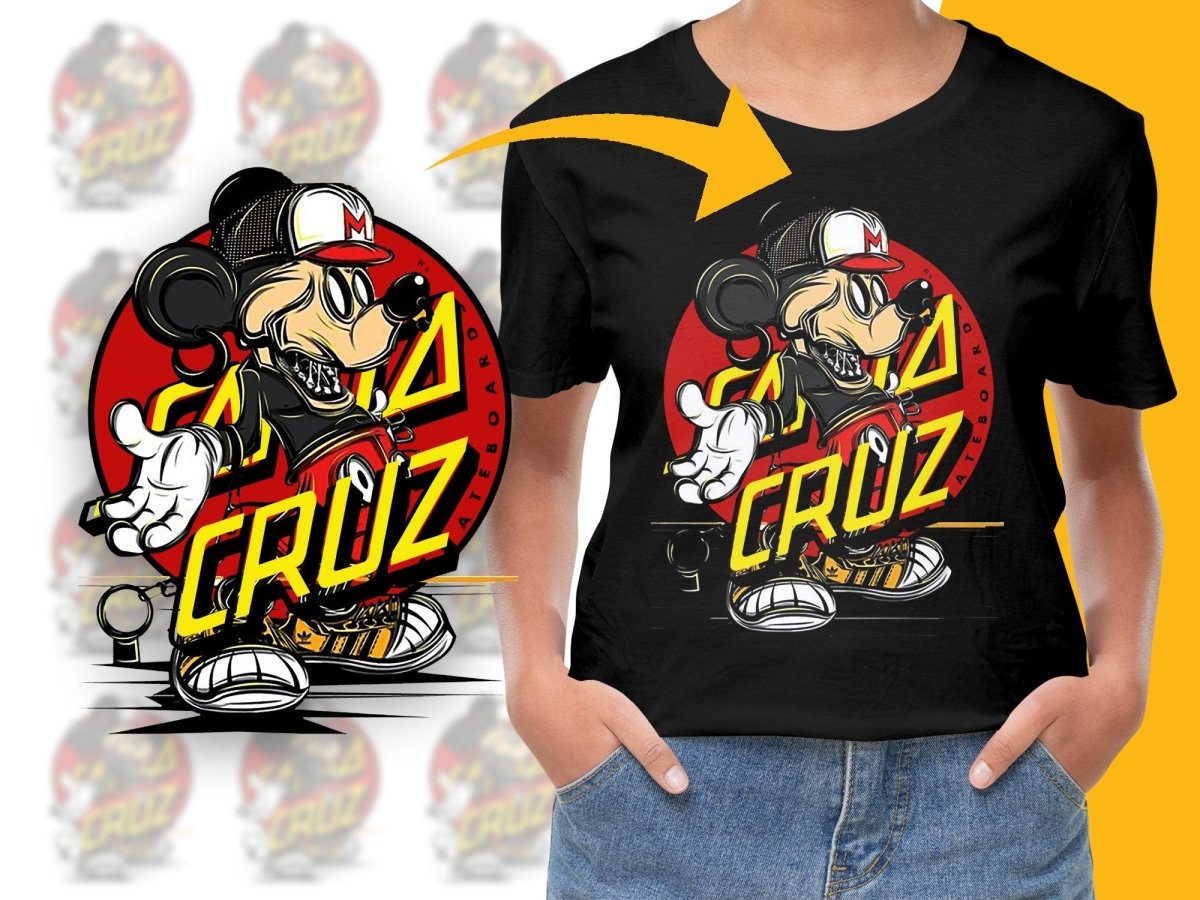 Cool Santa Mickey Mouse Skateboarding PNG File - Teepew