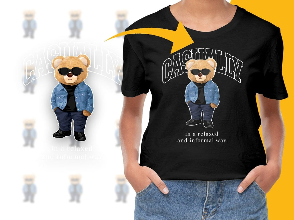 Cool Teddy Bear in Sunglasses and Denim Jacket PNG File - Teepew