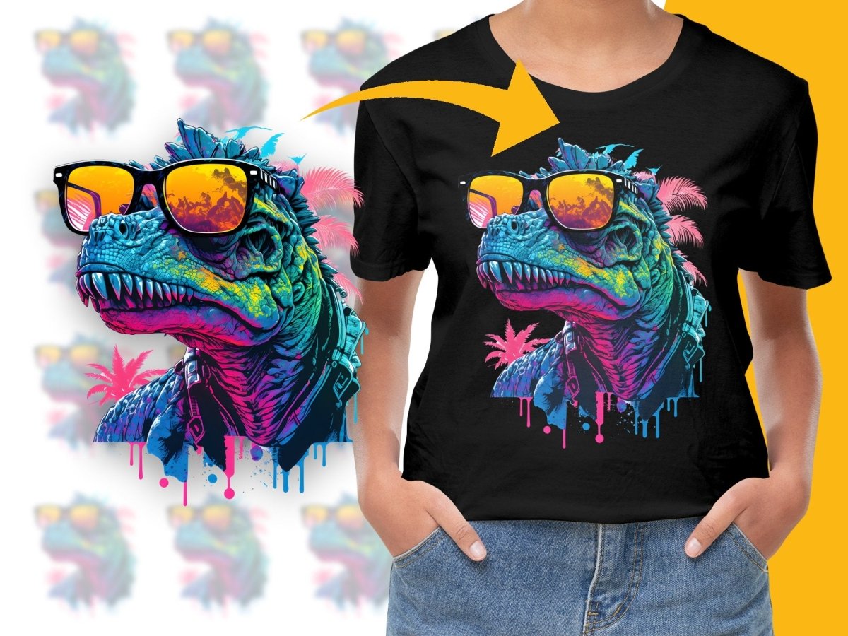 Cool Vibrant Dinosaur with Sunglasses Graphic PNG File - Teepew