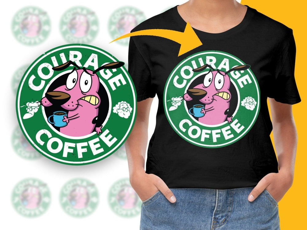 Courage Coffee Funny Cartoon Graphic Print PNG File - Teepew