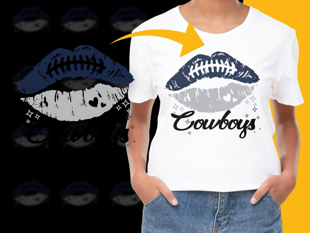 Cowboys Football Themed Lip Print Graphic PNG File - Teepew